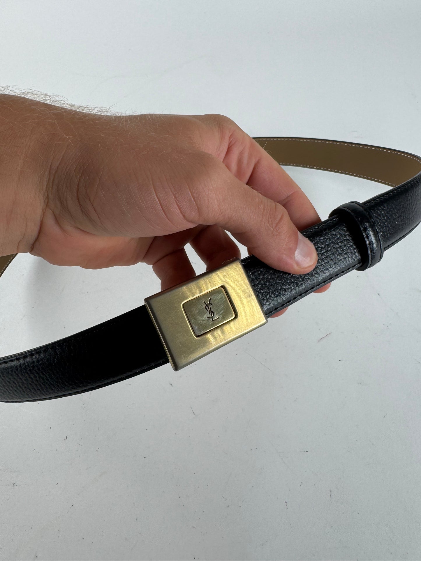 Vintage Yves Saint Laurent Leather Belt black