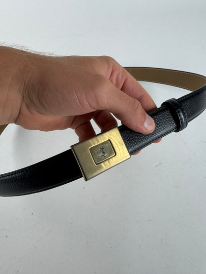 Vintage Yves Saint Laurent Leather Belt black