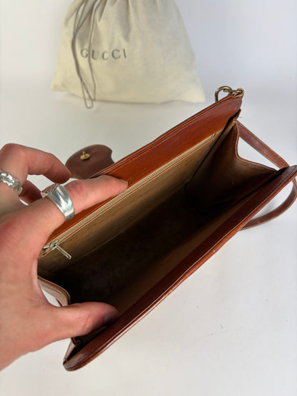 Vintage Gucci GG Monogram Canvas Structured Bag Beige Brown