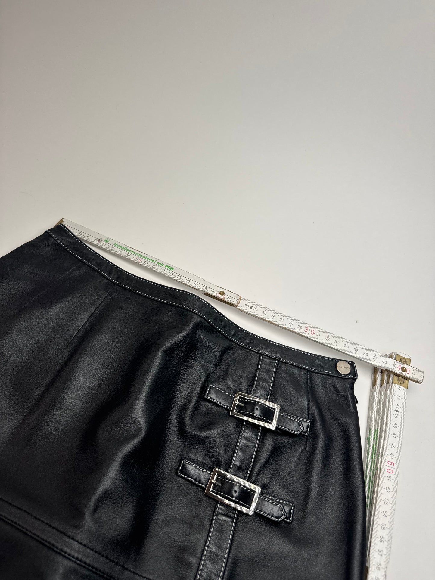 Vintage Courreges Leather Skirt Black