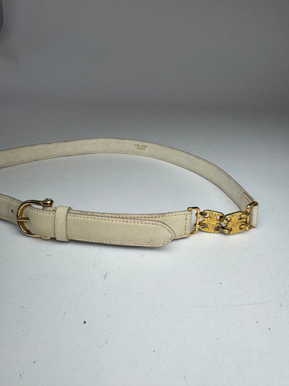 Vintage Celine Paris Leather Belt white