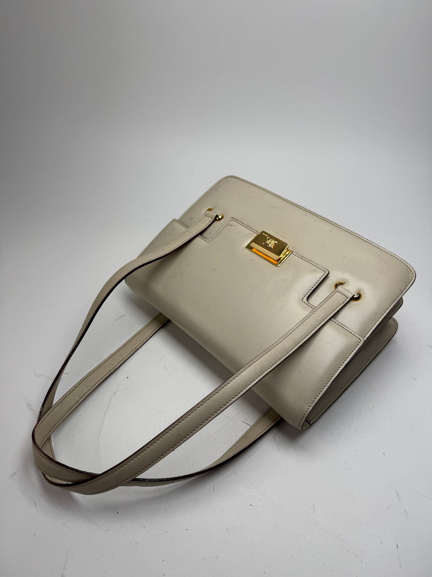 Vintage Celine Leather Handbag White