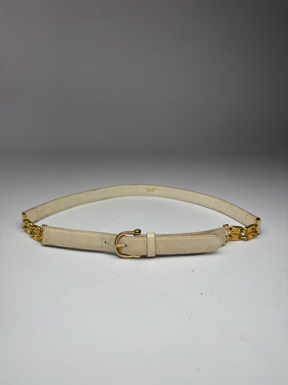 Vintage Celine Paris Leather Belt white