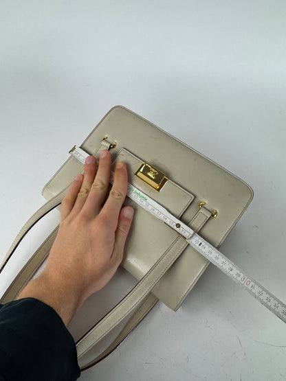 Vintage Celine Leather Handbag White