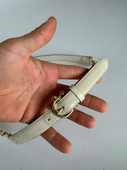 Vintage Celine Paris Leather Belt white
