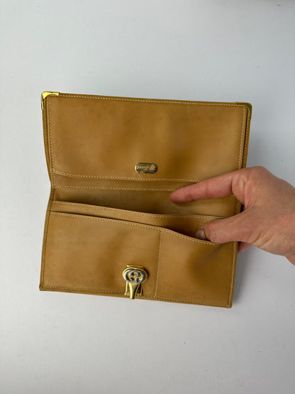 Vintage Gucci GG Plus Bifold Wallet Late 1970s Brown Beige