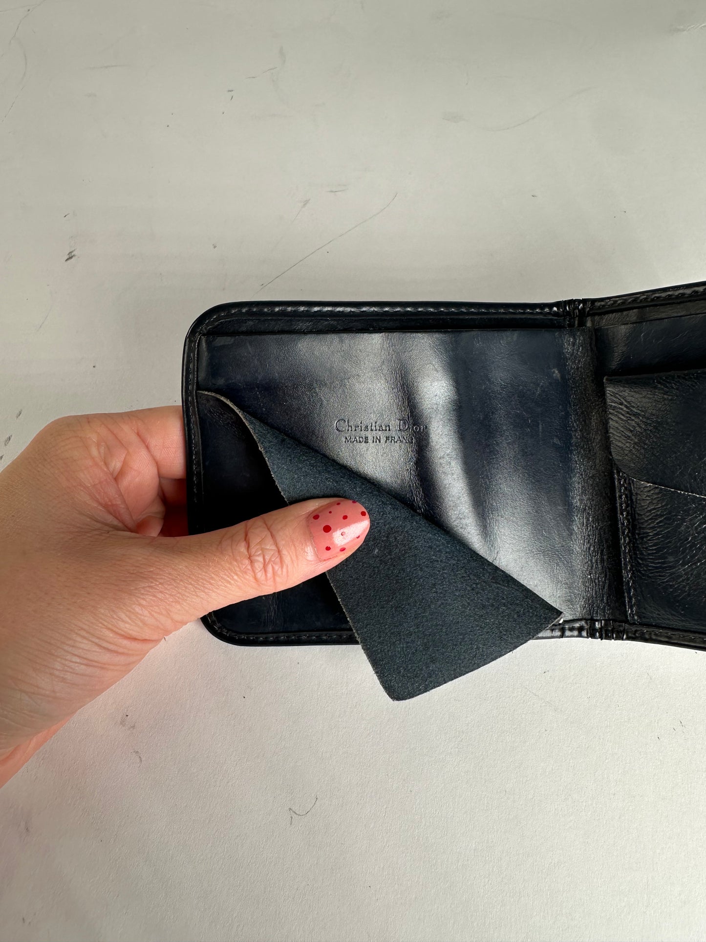 Vintage Dior Oblique Monogram Wallet Beige Navy