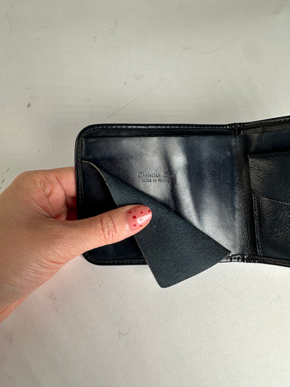 Vintage Dior Oblique Monogram Wallet Beige Navy