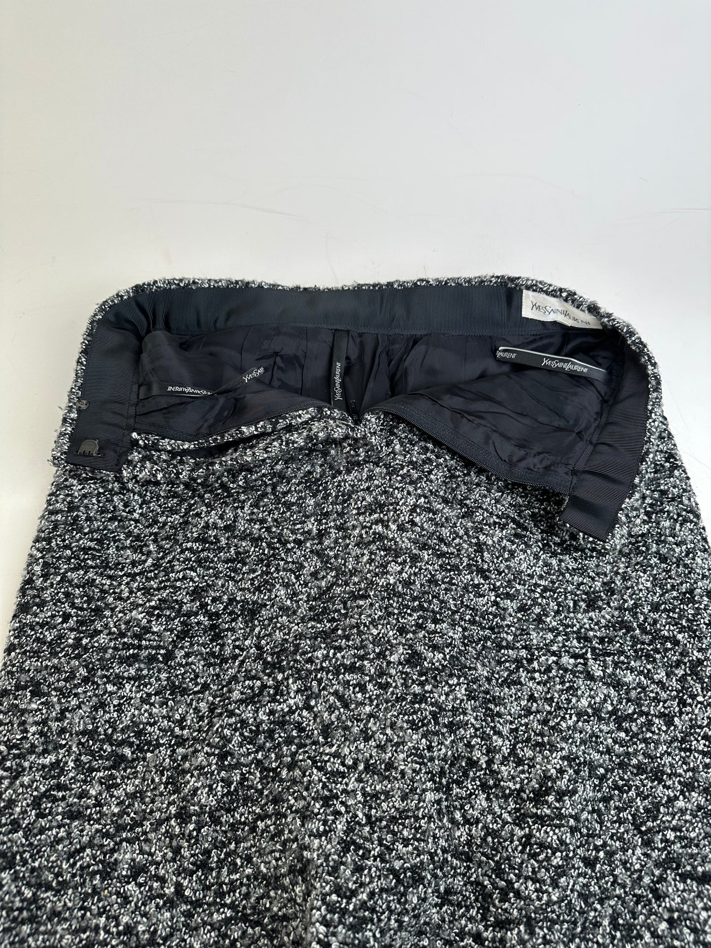Vintage Yves Saint Laurent Wool Blend Dress Black White XS