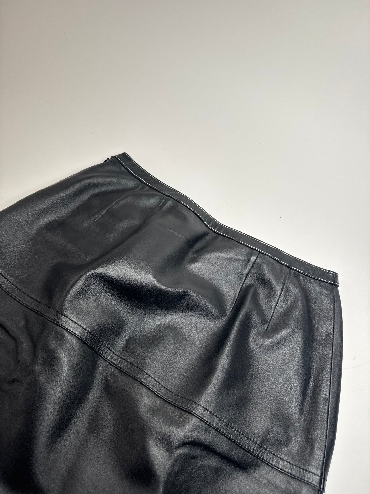 Vintage Courreges Leather Skirt Black