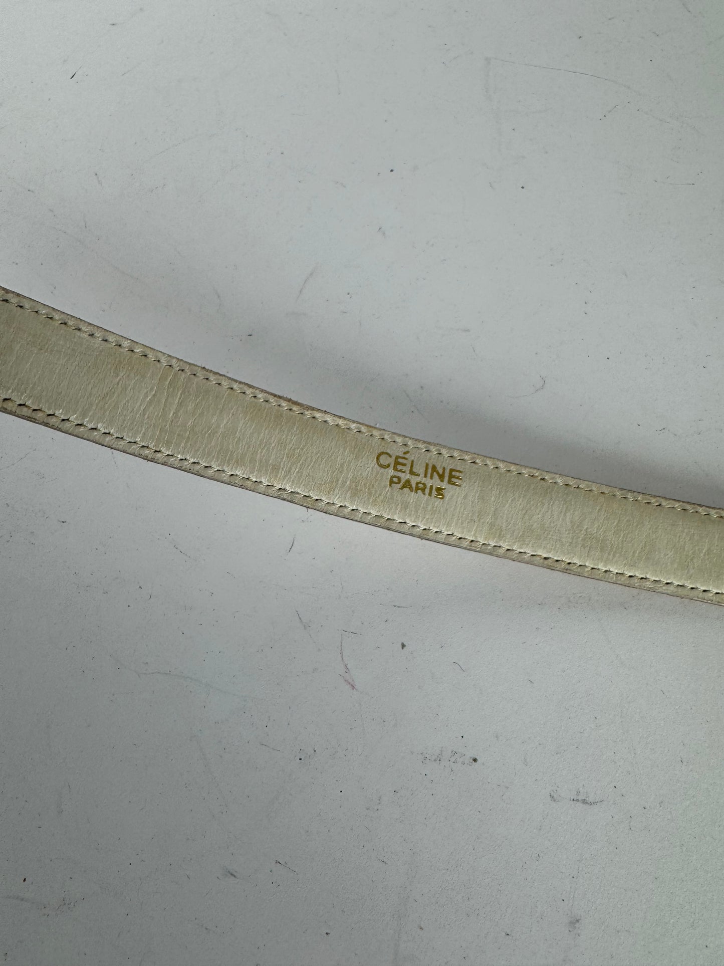 Vintage Celine Paris Leather Belt white