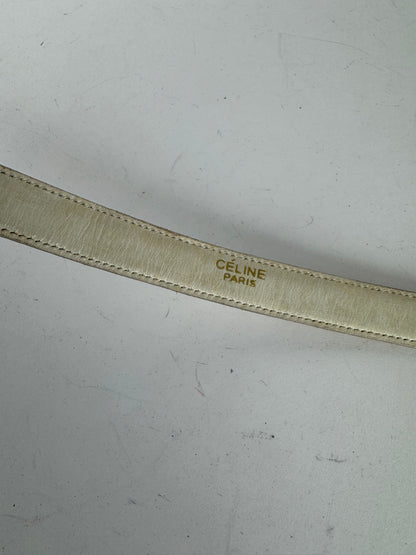 Vintage Celine Paris Leather Belt white