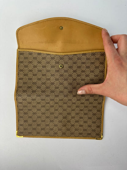 Vintage Gucci GG Plus Bifold Wallet Late 1970s Brown Beige