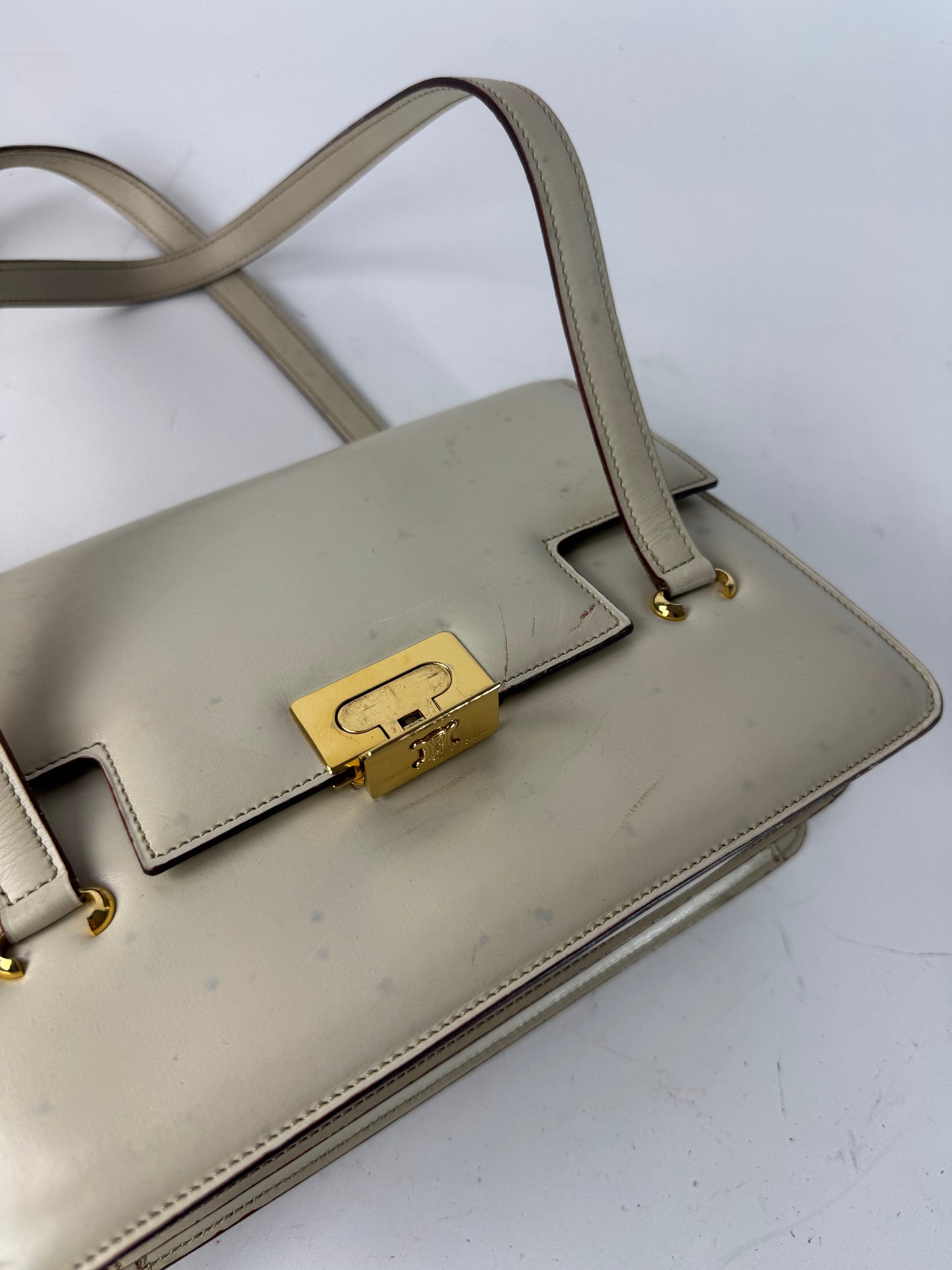 Vintage Celine Leather Handbag White