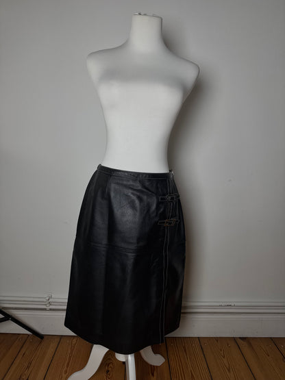 Vintage Courreges Leather Skirt Black