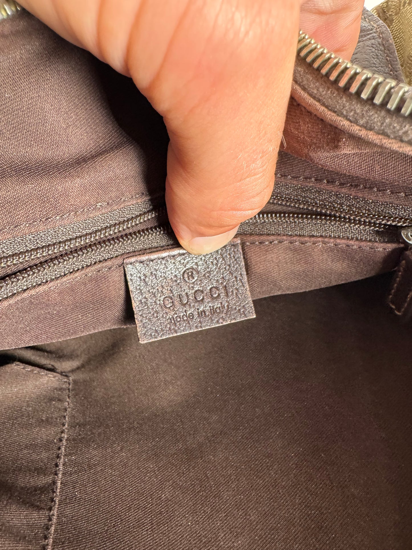 Sac eBay vintage en toile et cuir Monogrammé Gucci beige marron