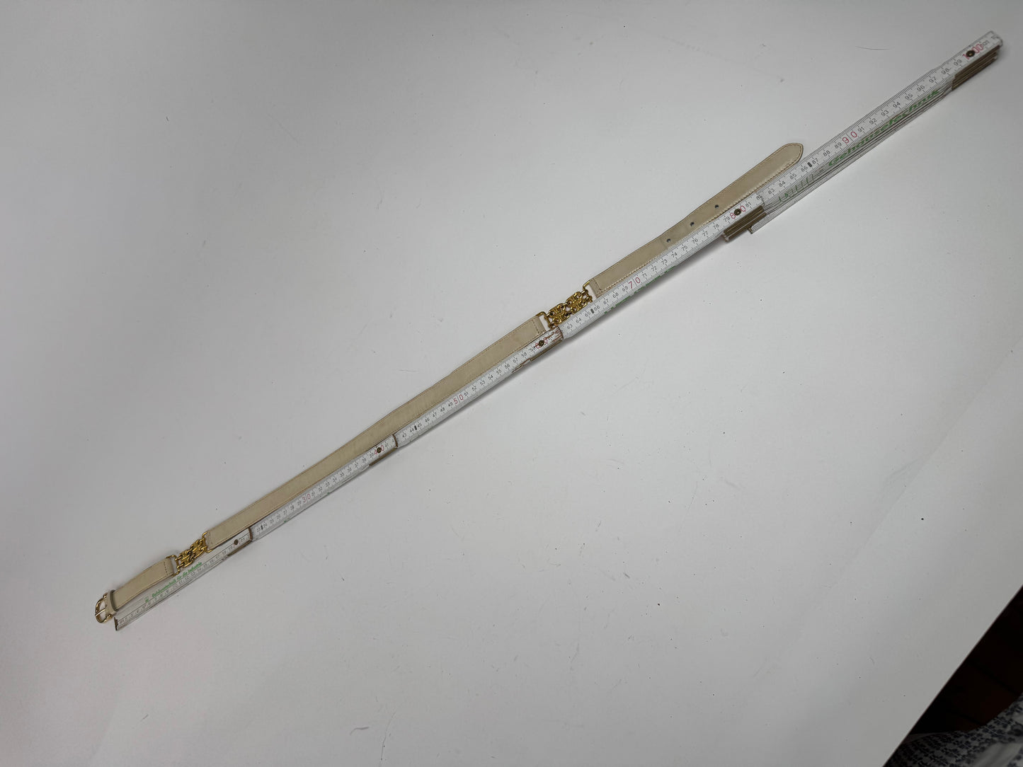 Vintage Celine Paris Leather Belt white