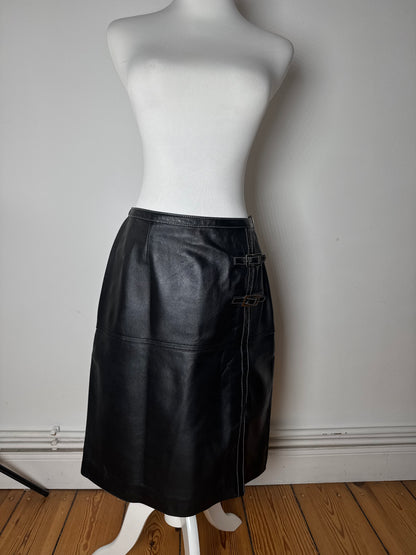Vintage Courreges Leather Skirt Black