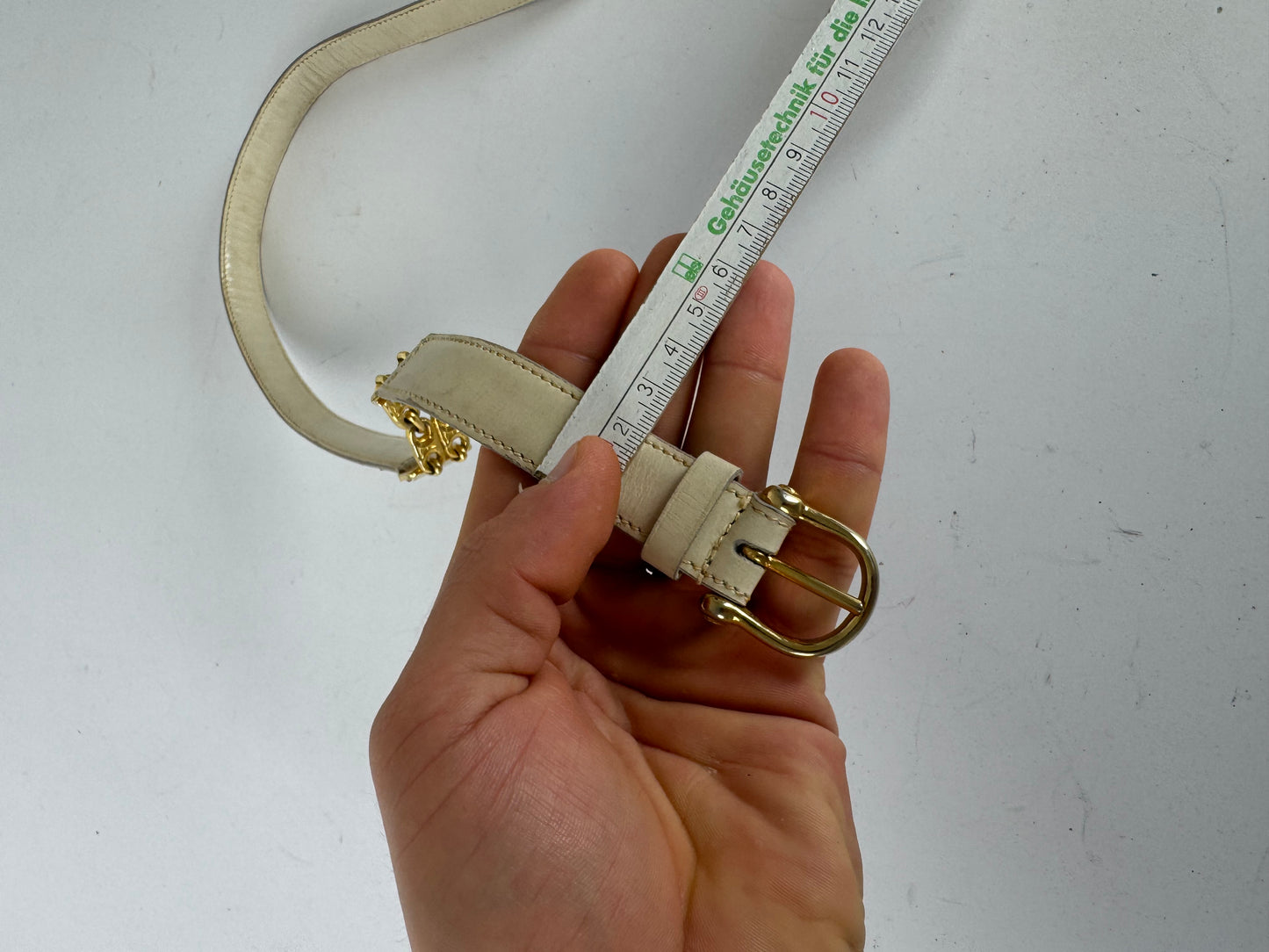 Vintage Celine Paris Leather Belt white