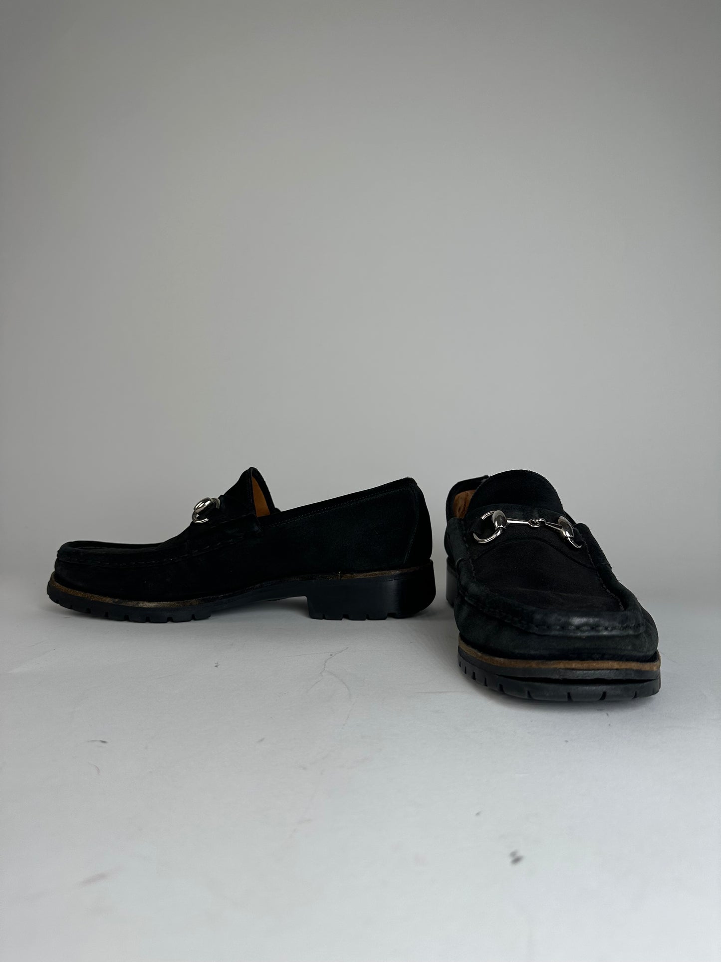 Vintage Gucci Suede Horsebit Loafer Black