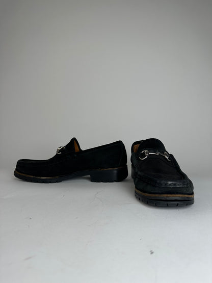 Vintage Gucci Suede Horsebit Loafer Black