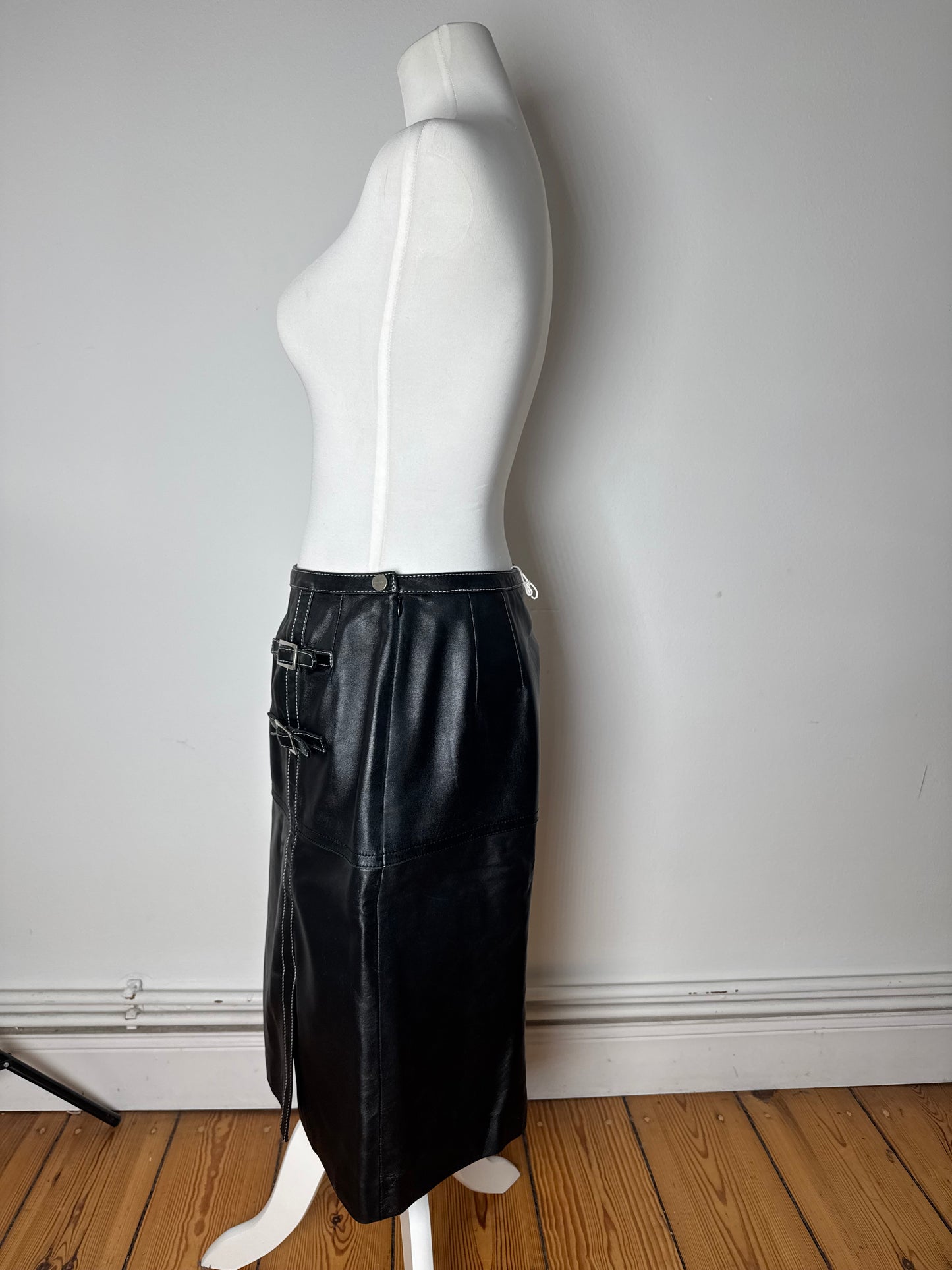 Vintage Courreges Leather Skirt Black