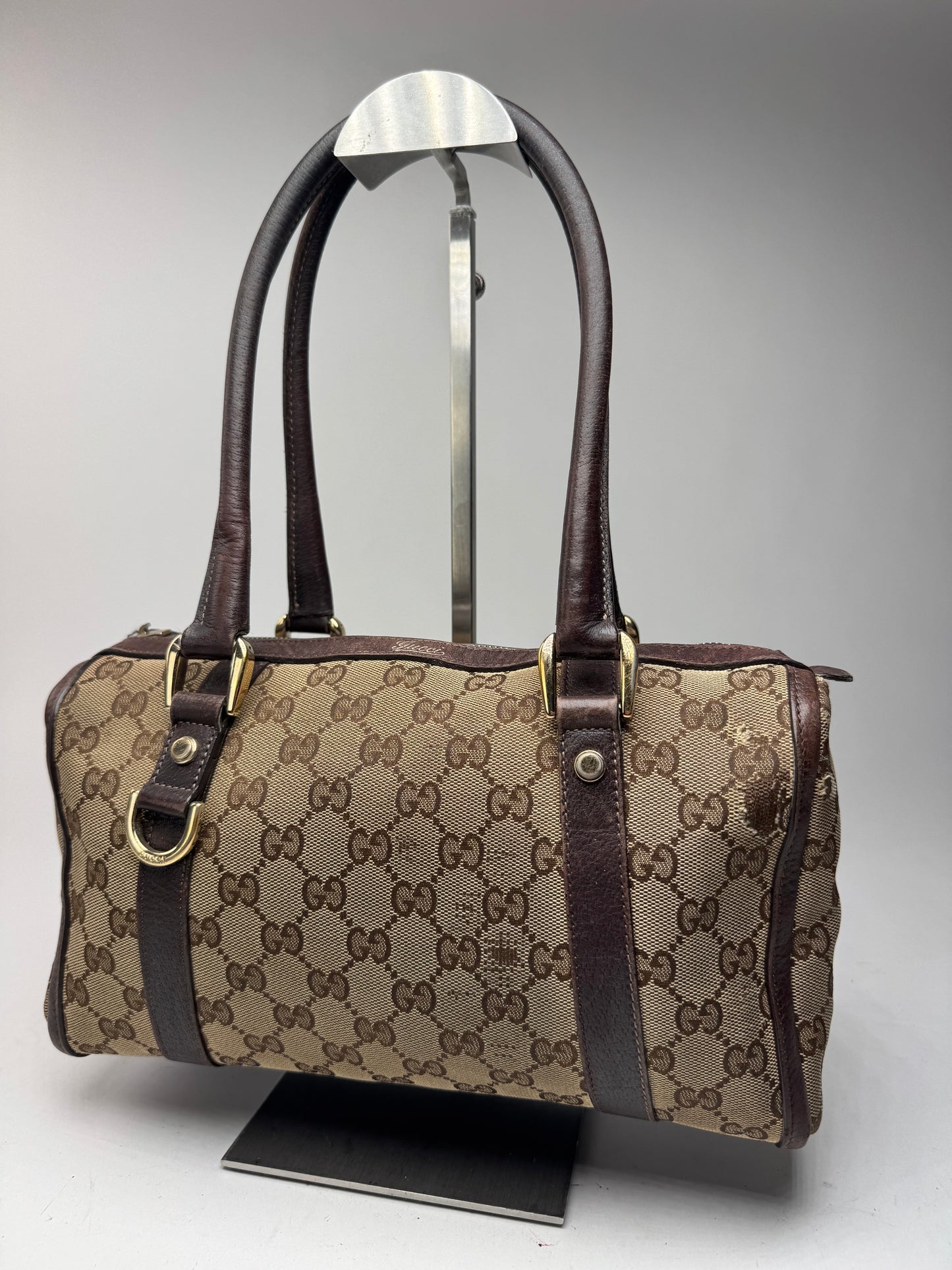 Sac eBay vintage en toile et cuir Monogrammé Gucci beige marron