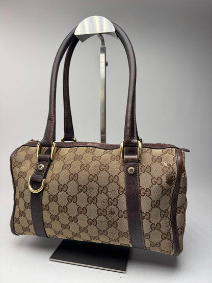 Sac eBay vintage en toile et cuir Monogrammé Gucci beige marron