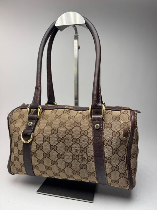 Sac eBay vintage en toile et cuir Monogrammé Gucci beige marron