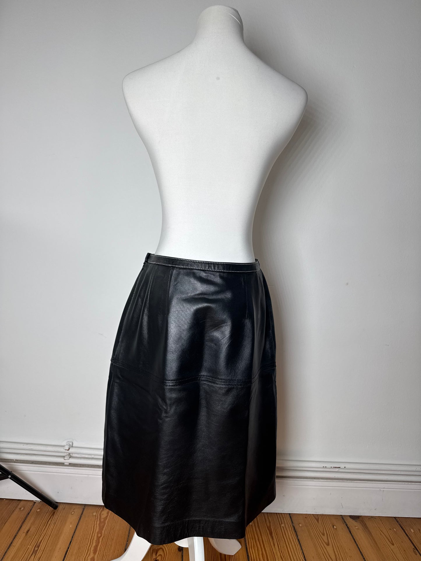 Vintage Courreges Leather Skirt Black