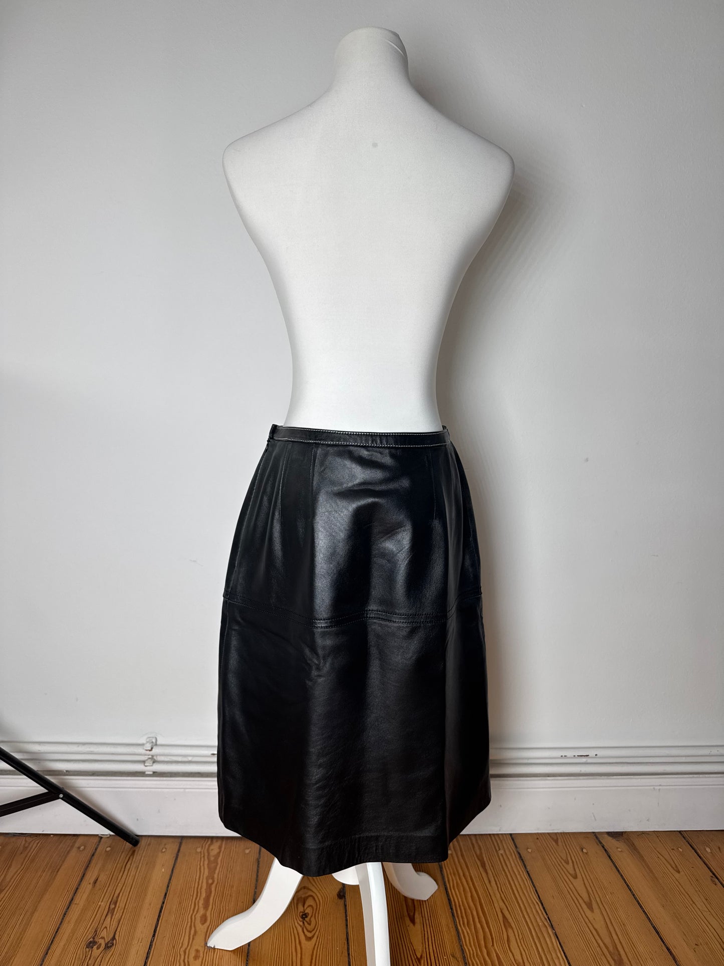Vintage Courreges Leather Skirt Black