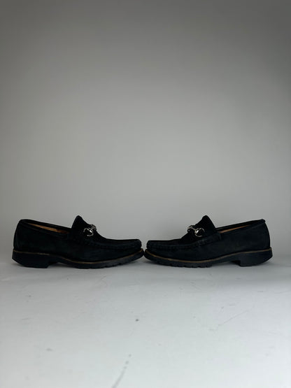 Vintage Gucci Suede Horsebit Loafer Black