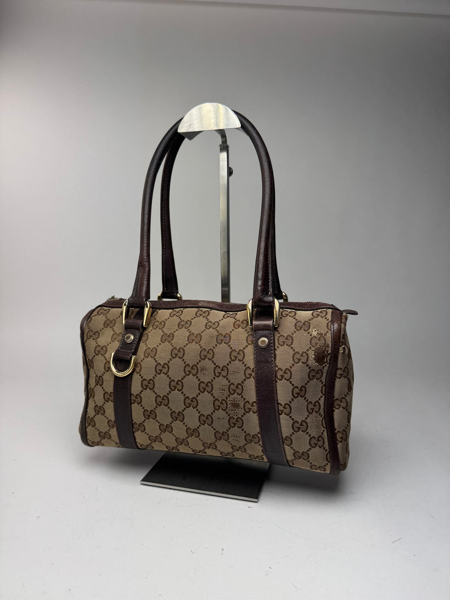 Sac eBay vintage en toile et cuir Monogrammé Gucci beige marron