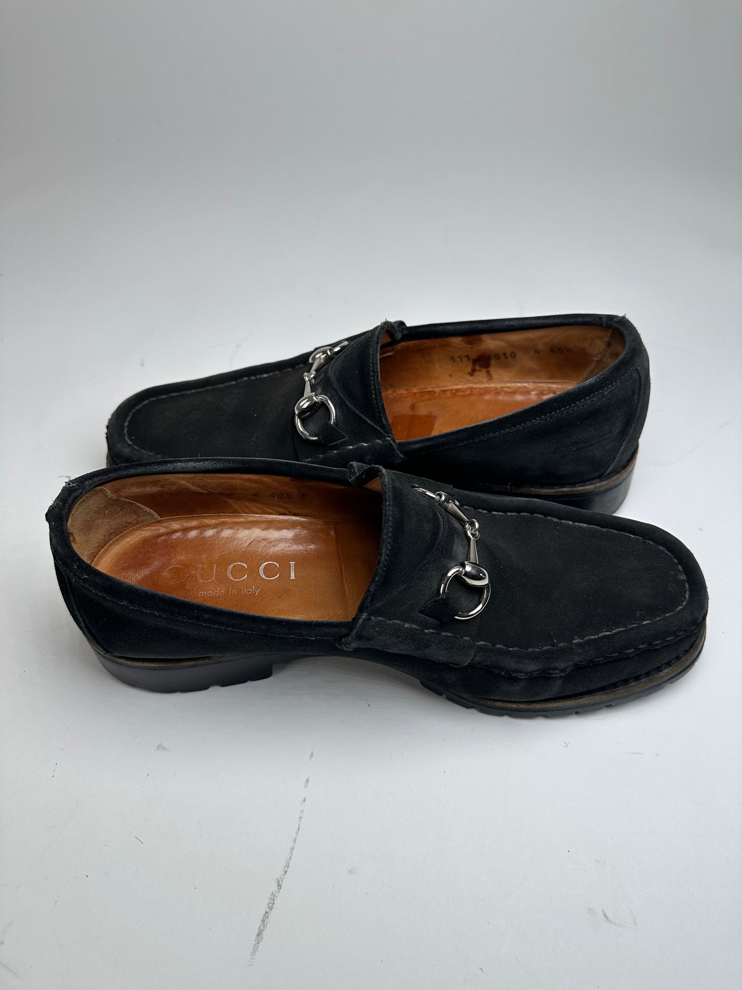 Vintage Gucci Suede Horsebit Loafer Black