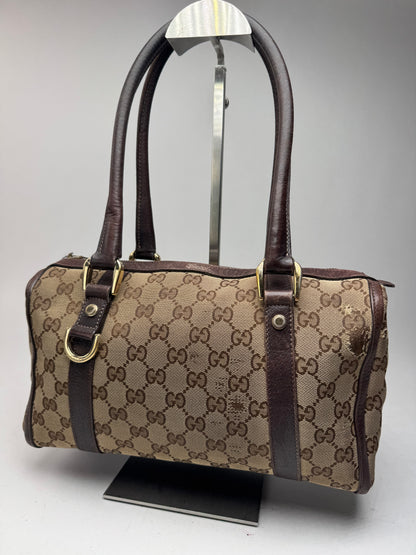 Sac eBay vintage en toile et cuir Monogrammé Gucci beige marron