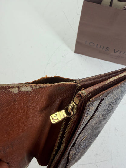 Vintage Louis Vuitton Monogram Canvas Long Wallet Brown Beige