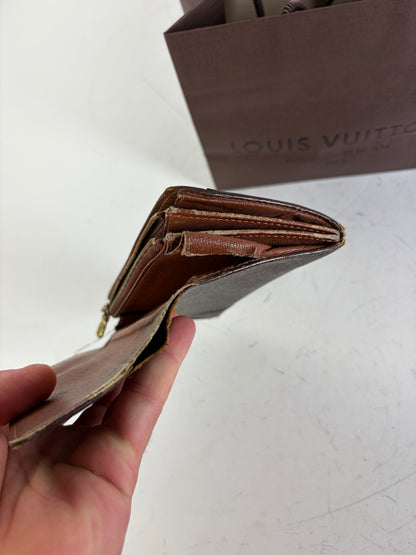 Vintage Louis Vuitton Monogram Canvas Long Wallet Brown Beige