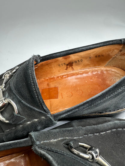 Vintage Gucci Suede Horsebit Loafer Black
