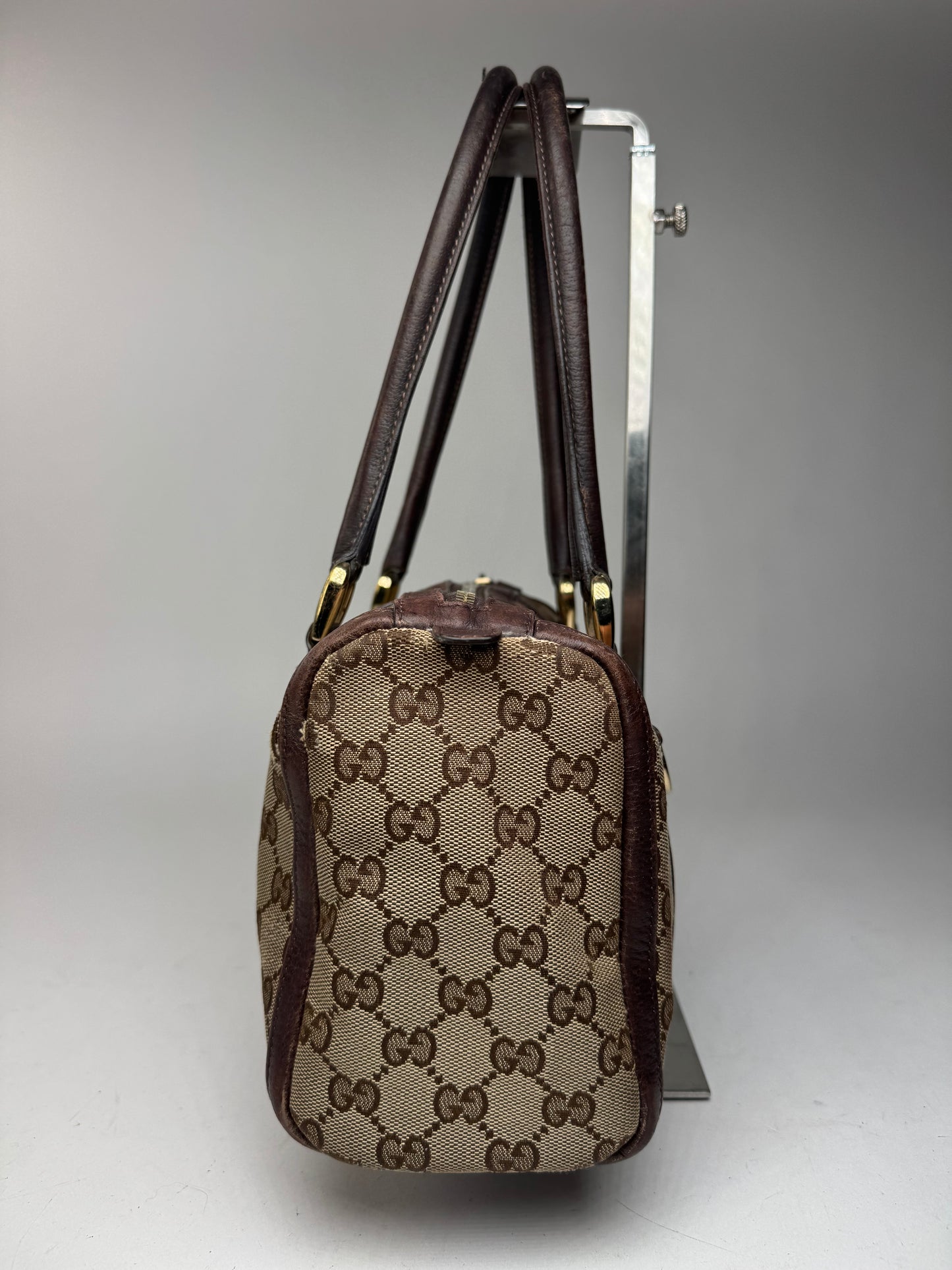 Sac eBay vintage en toile et cuir Monogrammé Gucci beige marron