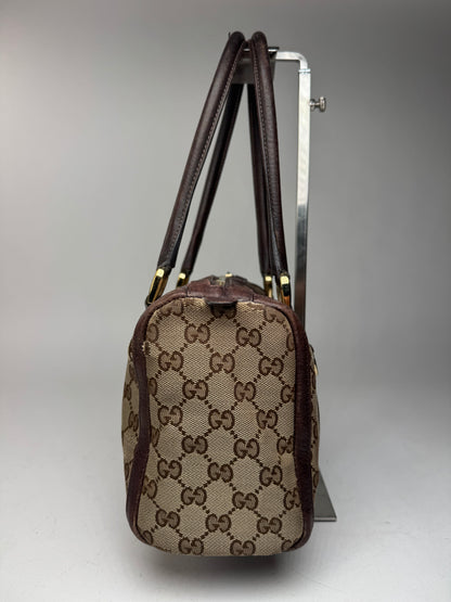 Sac eBay vintage en toile et cuir Monogrammé Gucci beige marron