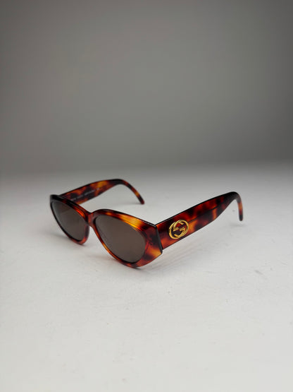 Vintage Gucci Retro Sunglasses Leopard Emblossed