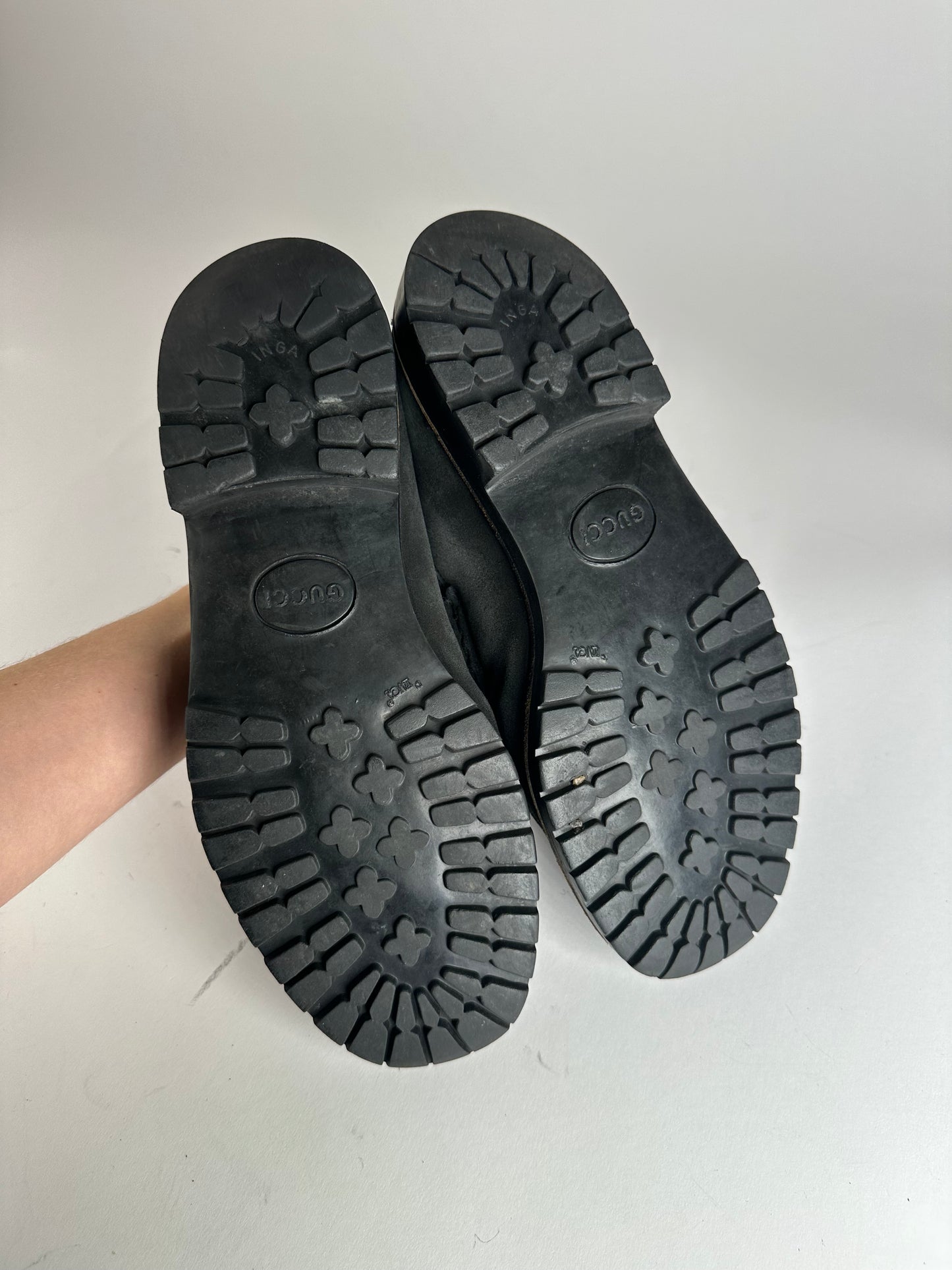 Vintage Gucci Suede Horsebit Loafer Black