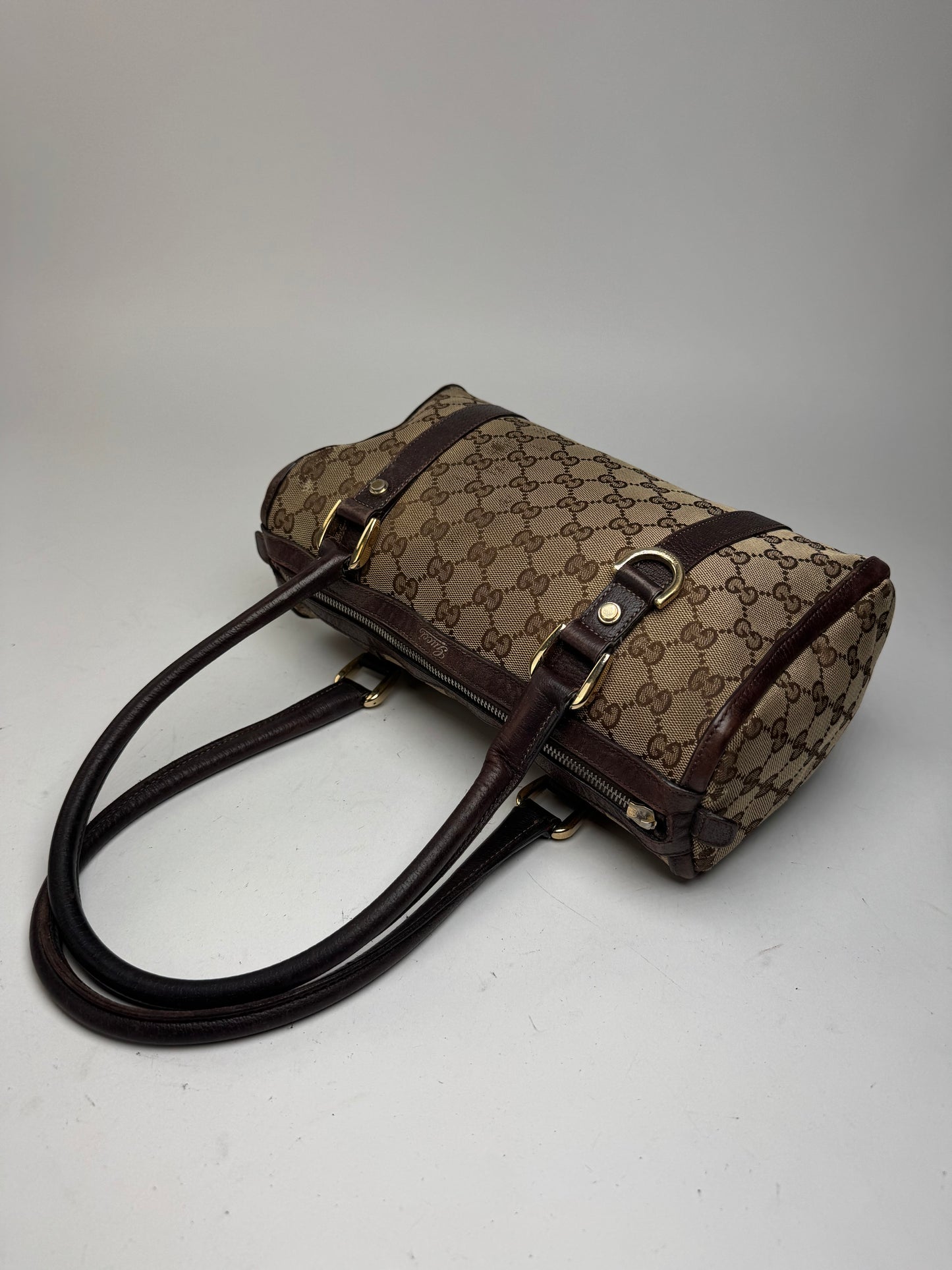 Sac eBay vintage en toile et cuir Monogrammé Gucci beige marron
