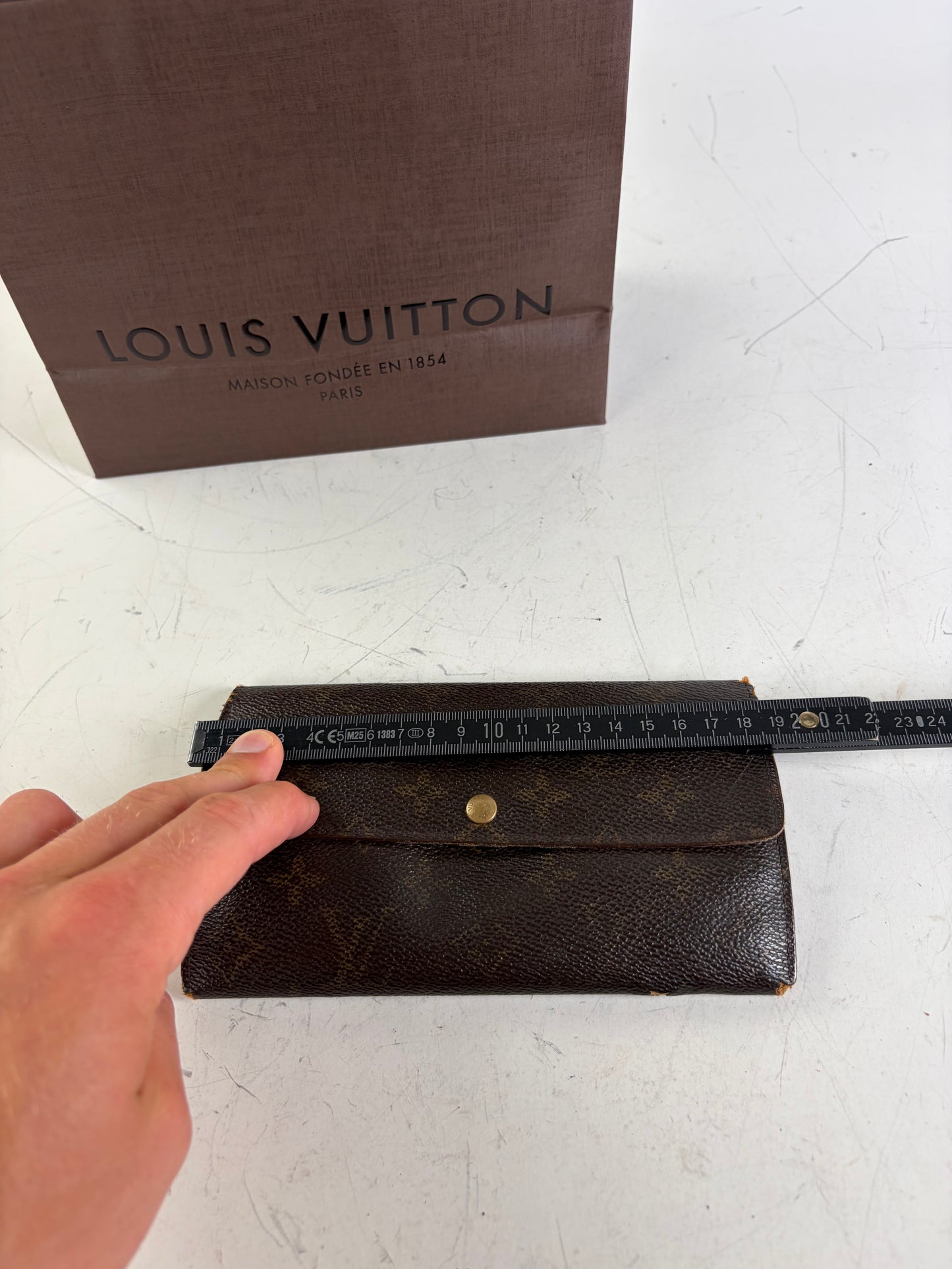 Vintage Louis Vuitton Monogram Canvas Long Wallet Brown Beige