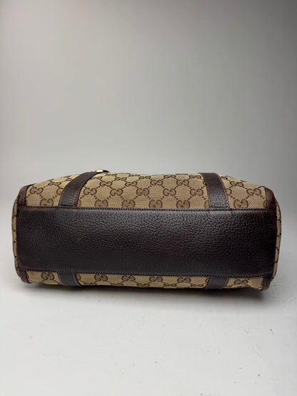 Sac eBay vintage en toile et cuir Monogrammé Gucci beige marron