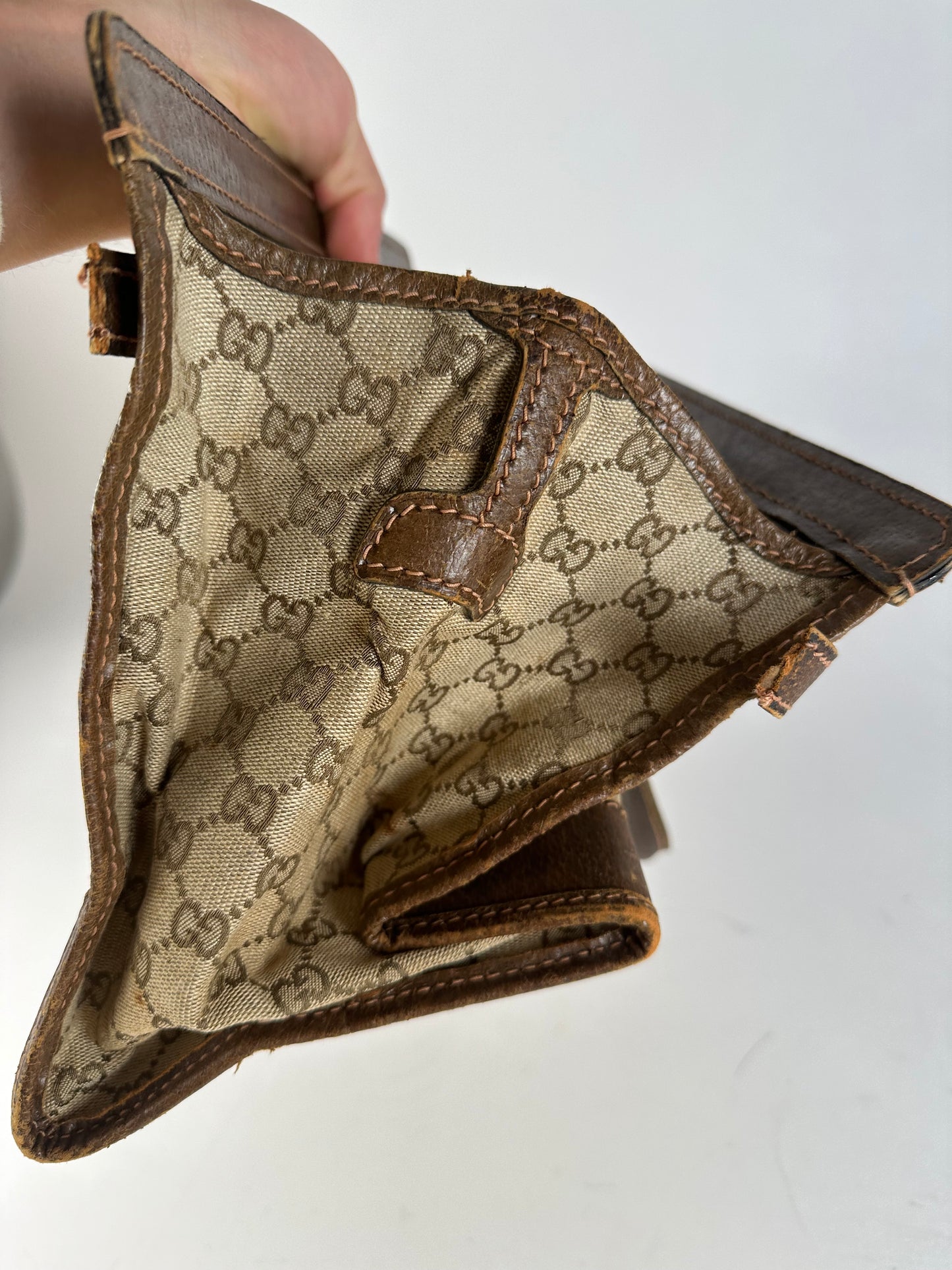 Vintage Gucci GG Supreme Chain Shoulder Bag Beige Brown