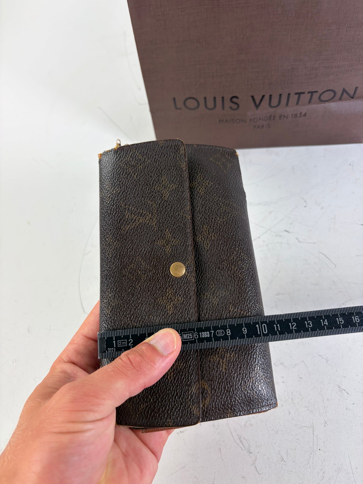 Vintage Louis Vuitton Monogram Canvas Long Wallet Brown Beige