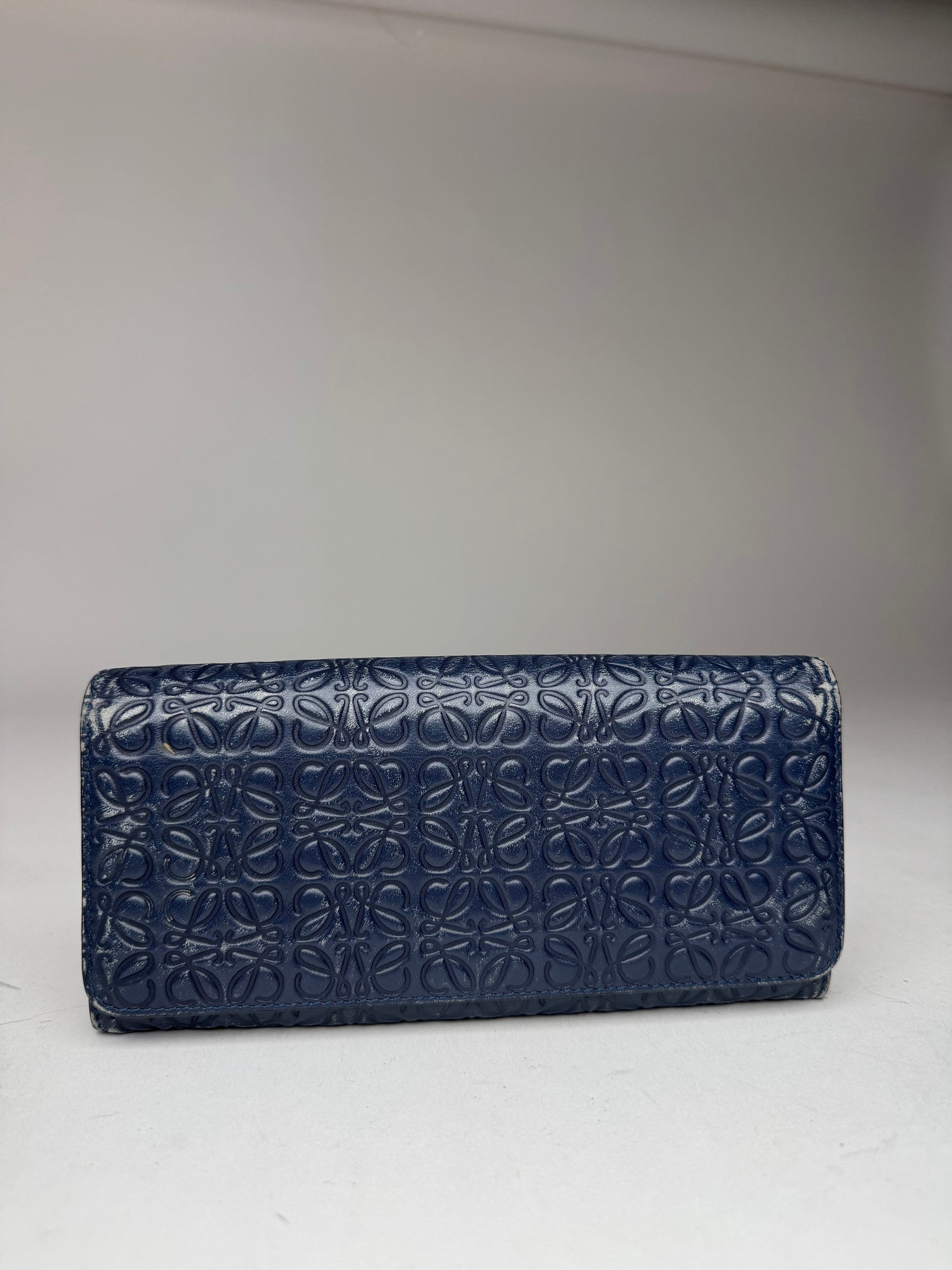 Vintage Loewe Madrid monogram leather wallet navy