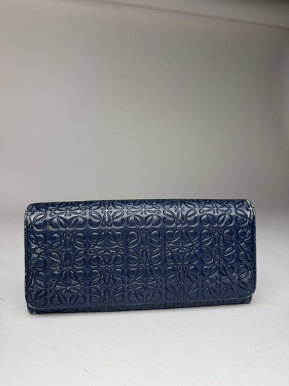 Vintage Loewe Madrid monogram leather wallet navy
