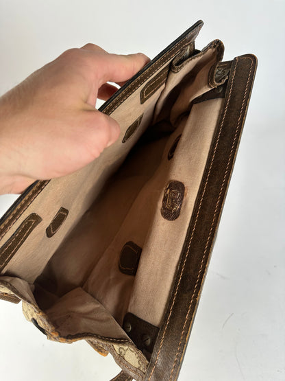 Vintage Gucci GG Supreme Chain Shoulder Bag Beige Brown